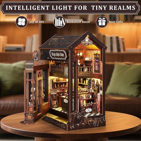 Sunnino Book Nook Kit - DIY Miniature House Kit Doll House 3D Wooden Buzzles with LED Lights و Book Nook Kits للبالغين والمراهقين أفضل الهدايا لأصدقاء العائلة in Kuwait