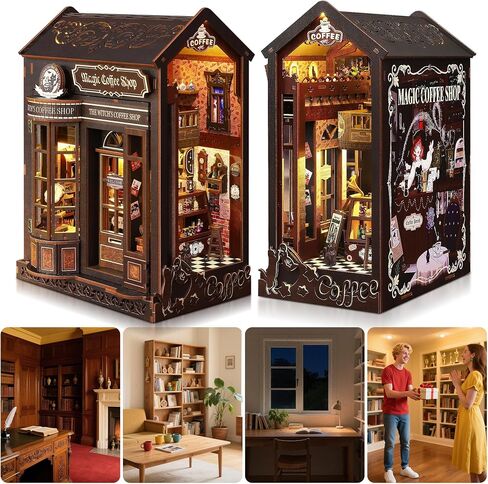 Sunnino Book Nook Kit - DIY Miniature House Kit Doll House 3D Wooden Buzzles with LED Lights و Book Nook Kits للبالغين والمراهقين أفضل الهدايا لأصدقاء العائلة in Kuwait