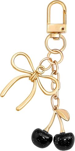 Tiny Cherry Keychain Cute Pink Cherry Key Chain for Women Glitter Small Bag Charms Car Keys Accessories in Saudi Arabia