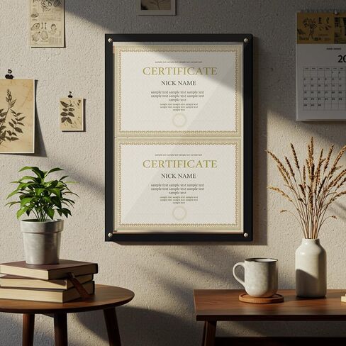 14 × 20 إطار دبلوم مزدوج أكريليك لمدة 8.5 × 11 دبلومات ، شهادات ، درجات ، مستندات واضحة جدار جبل إطار الصورة العائمة العائمة. in Saudi Arabia