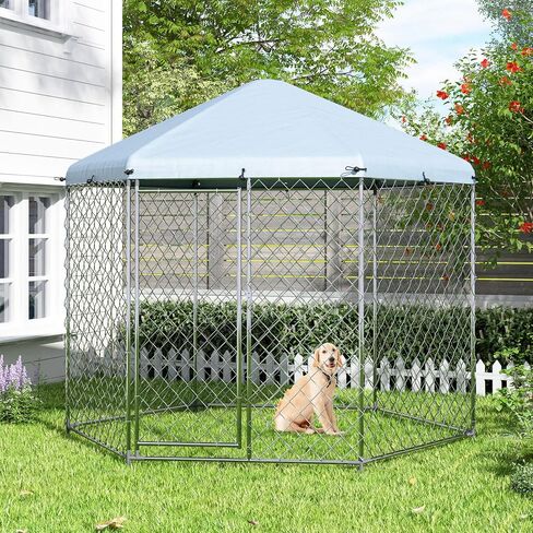 بيت الكلب للكلاب للخارج ، 7'L x 5.9'W x 5.05'H حاويات الكلب الكبيرة للكلاب الكبيرة ، و playpen الكلب مع السقف ، وركض الكلب السلك المعدني in Saudi Arabia