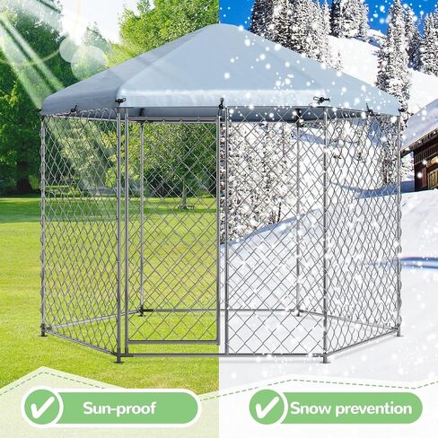 بيت الكلب للكلاب للخارج ، 7'L x 5.9'W x 5.05'H حاويات الكلب الكبيرة للكلاب الكبيرة ، و playpen الكلب مع السقف ، وركض الكلب السلك المعدني in Saudi Arabia