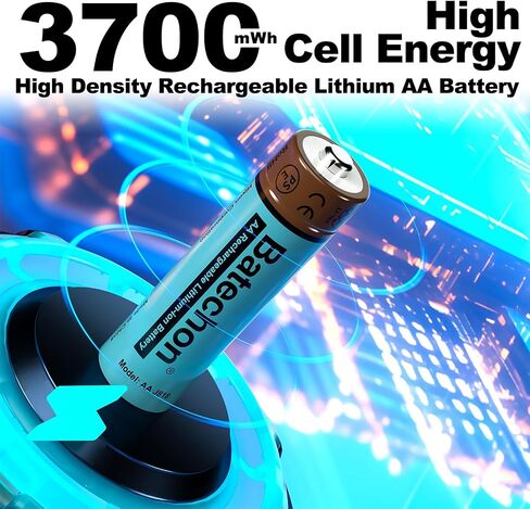 8 Pieces Rechargeable AA Lithium Battery, 1.5V 3700mWh AA Battery Lithium Rechargeable, Compatible with Trail Camera and Game Controller etc (Without Charger) in Saudi Arabia
