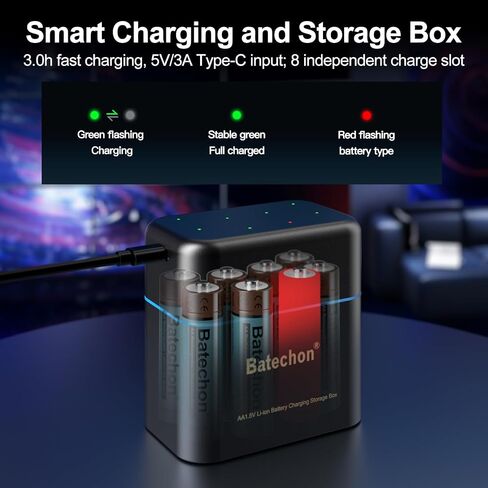 8 Pieces Rechargeable AA Lithium Battery, 1.5V 3700mWh AA Battery Lithium Rechargeable, Compatible with Trail Camera and Game Controller etc (Without Charger) in Saudi Arabia