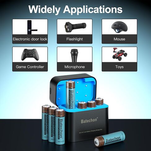 8 Pieces Rechargeable AA Lithium Battery, 1.5V 3700mWh AA Battery Lithium Rechargeable, Compatible with Trail Camera and Game Controller etc (Without Charger) in Saudi Arabia