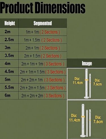 Outdoor Security Camera Mounting Pole,8FT to 20FT Free Standing Post for Backyard Garden Driveway,Camera Mounting Bracket Pole(16ft/500cm) in Saudi Arabia