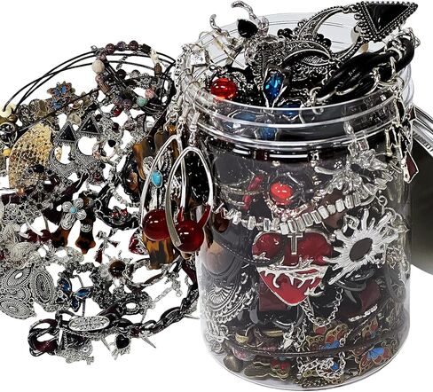MINGRI Mystery Jewelry Jar Bundle,40-45 Pieces Surprise Box for Women, Unique Gift Set for Her, Vintage Multi Style of Rings, Necklaces, Bracelets,Earrings in Kuwait