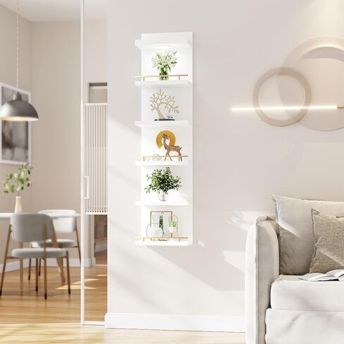 وحدة رف الجدران reibii 6 من الدرجة الأولى ، أبيض نقص الرف ، الرفوف العائمة الغرور مع ضوء LED ، عرض أرفف عائمة لغرفة النوم ، غرفة المعيشة ، المكتب in Kuwait