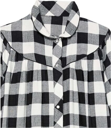 AmeriMark Women's Flannel Calf Length Snap Front Duster House Coat – Plush Bath Robe – Loose Plaid Bathrobe ¾ Sleeves in Saudi Arabia