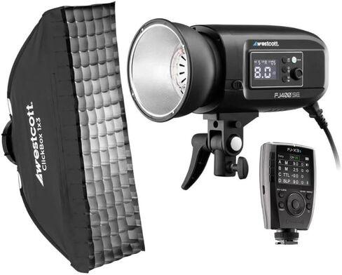 Westcott FJ400-SE Studio Strobe 400Ws Bundle with FJ-X3 S Wireless Trigger, ClickBox 2x3 Softbox and 40-Degree Egg Crate Grid (4 Items) in Saudi Arabia