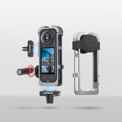 قفص أرنب معدني + غطاء عدسة سيليكون لحافظة الإطار الواقي Insta360X5 مع واجهة مغناطيسية سريعة التحرير وثلاث واجهات للأحذية الباردة in Kuwait