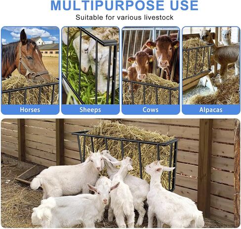 Hay Rack, 40’’ Hay Feeder Wall Mount, 25 Gallon Capacity Easy Install & No Wast Design Metal Corner Hay Feeder for Goat, Idea for Sheep, Livestock Feeders Hanging Indoor/Outdoor in Saudi Arabia