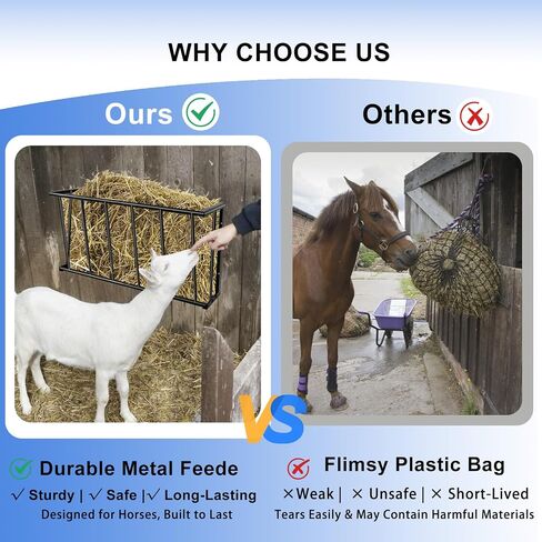 Hay Rack, 40’’ Hay Feeder Wall Mount, 25 Gallon Capacity Easy Install & No Wast Design Metal Corner Hay Feeder for Goat, Idea for Sheep, Livestock Feeders Hanging Indoor/Outdoor in Saudi Arabia