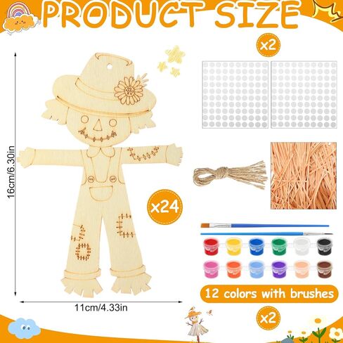 Doublefill 12 PCS Fall Scarcrow Craft Kit -Make You You You Une Wooden Scarrecrow Decorations DIY Arts and Crafts for Boys Girls Fall Art Attives Halloween Autumn Harvest Decoration in Kuwait
