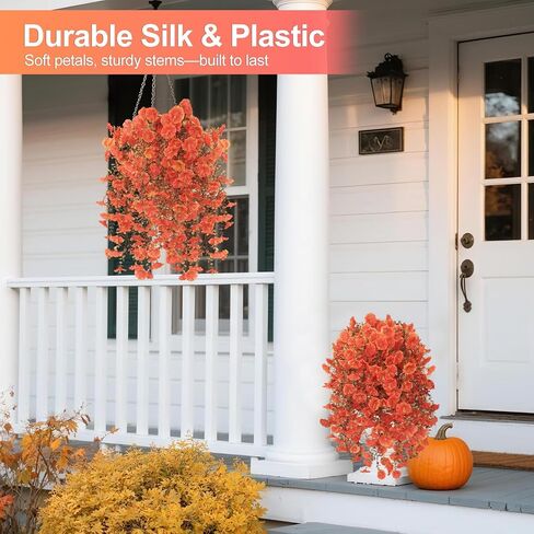 الزهور الاصطناعية للديكور في الهواء الطلق ، 4pcs معلق زهور معلقة صباح المجد الأشعة فوق البنفسجية والخدودة المقاومة ، النباتات الصناعية الاصطناعية deocr للمنزل الشرفة الفناء شرفة الغراس ساحة الحديقة in Kuwait