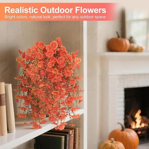 الزهور الاصطناعية للديكور في الهواء الطلق ، 4pcs معلق زهور معلقة صباح المجد الأشعة فوق البنفسجية والخدودة المقاومة ، النباتات الصناعية الاصطناعية deocr للمنزل الشرفة الفناء شرفة الغراس ساحة الحديقة in Kuwait