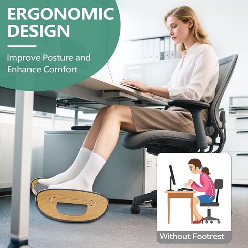 Solid Wood Foot Rest for Under Desk at Work - Ergonomic Foot Stool Under Desk,Rocking Foot Rest with All-Non-Slip Mat for Feet Support Leg Under Stools Footrest for Home Office Gaming in Saudi Arabia