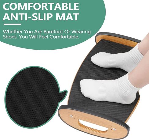 Solid Wood Foot Rest for Under Desk at Work - Ergonomic Foot Stool Under Desk,Rocking Foot Rest with All-Non-Slip Mat for Feet Support Leg Under Stools Footrest for Home Office Gaming in Saudi Arabia