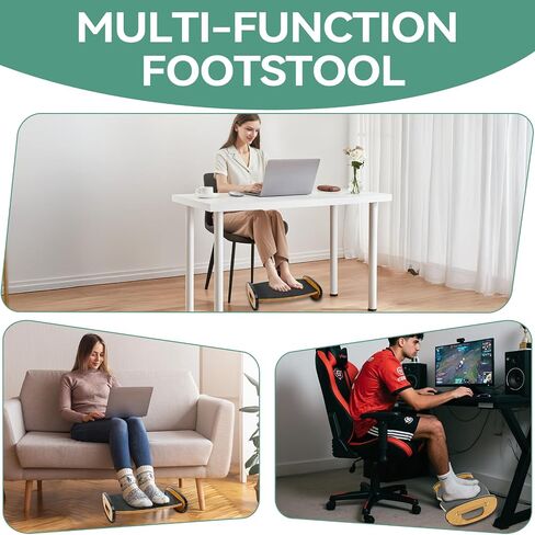 Solid Wood Foot Rest for Under Desk at Work - Ergonomic Foot Stool Under Desk,Rocking Foot Rest with All-Non-Slip Mat for Feet Support Leg Under Stools Footrest for Home Office Gaming in Saudi Arabia
