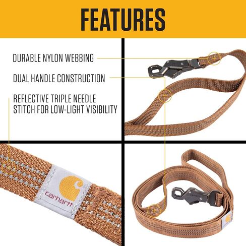 Carhartt Dual Handle Dog Leash, Durable 600-Denier Fabric W/Adjustable Metal D-Ring Hardware, Deep Wine, Large in Saudi Arabia