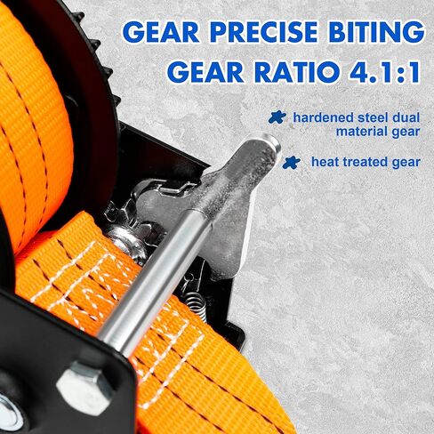 مقطورة القوارب Winch 3500 رطل يدوية مع حزام أسود 33 قدمًا (10 م) ، نسبة الصلب الصلبة 4: 1/8: 1 ترس ، إلى الأمام والعكس مقاوم للماء لمقطورة شاحنة القوارب ATV in Kuwait