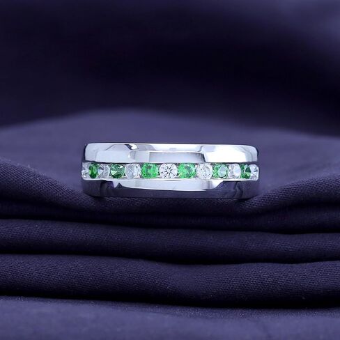 Affy Round Cut محاكاة الزمرد و White Cubic Zirconia Mens الذكرى السنوية الخاتم في 14K Gold مطلي 925 STERLING SILVER in Saudi Arabia