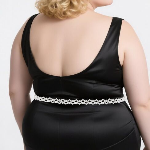 Plus Size Chain Belt for Women, White Pearl Stretchable Extra Long Body Chain, 41 Inch Max Flexible Adjustment Fashion Jewelry Accessory in Saudi Arabia