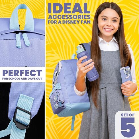 مجموعة أكياس مدرسة ديزني غرزة ، 5 قطع مع حقيبة ظهر ، كيس الرباط ، حقيبة قلم رصاص ، زجاجة ماء وسلسلة المفاتيح - هدايا غرزة in Kuwait