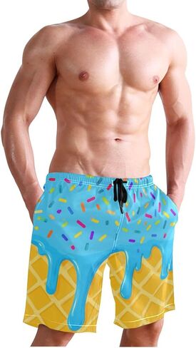 Men's Swim Trunks Quick Dry Swimming Shorts with Mesh Lining and Pocket Pink Christmas Santa Claus Swimsuit Trunks in Saudi Arabia