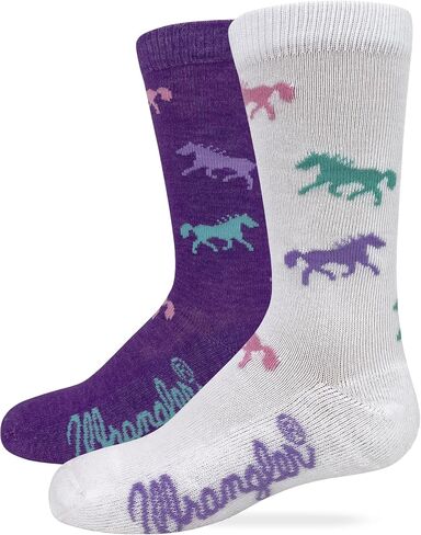 Wrangler Youth Girls Ultra Dri Horse Pattern Pattern Crew Socks 2 Pair Pack in Saudi Arabia