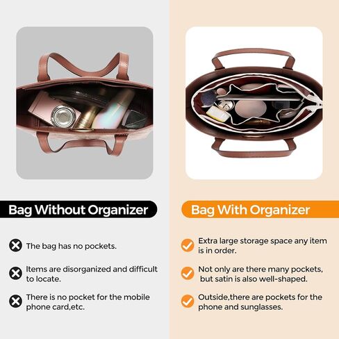 Purse Organizer Insert with Zipper – Pink Handbag & Tote Bag Organizer | Bag-in-Bag Insert with Pockets for Purses, Totes & Travel (Beige, Large) in Saudi Arabia