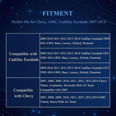 NLQR Driver & Passenger Bottom Presumn Coverts President Leather Black#194 197 197 194 متوافقًا مع Cadillac Escalade متوافق مع Chevy Tahoe Sierra 2007 2008 2008 2010 2012 2013 2014 in Kuwait