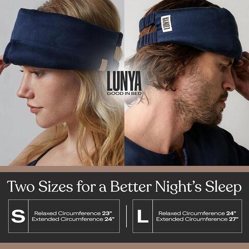 Lunya Weighted Silk Sleeping Mask with Pouch and Box – Washable Eye Cover – Gentle Pressure for Relaxation – Immersed Black – Small in Saudi Arabia