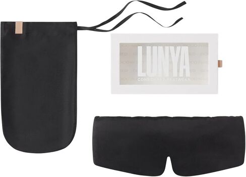 Lunya Weighted Silk Sleeping Mask with Pouch and Box – Washable Eye Cover – Gentle Pressure for Relaxation – Immersed Black – Small in Saudi Arabia