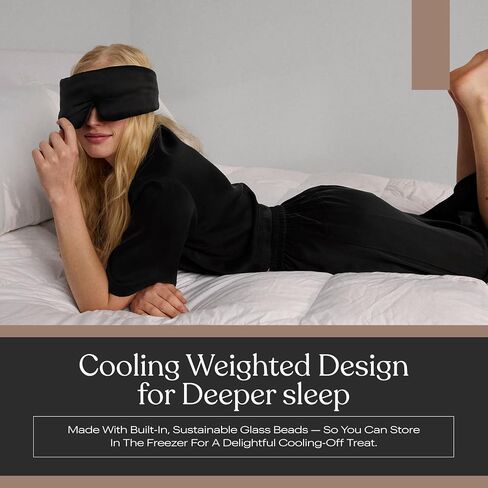 Lunya Weighted Silk Sleeping Mask with Pouch and Box – Washable Eye Cover – Gentle Pressure for Relaxation – Immersed Black – Small in Saudi Arabia
