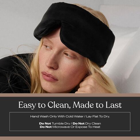 Lunya Weighted Silk Sleeping Mask with Pouch and Box – Washable Eye Cover – Gentle Pressure for Relaxation – Immersed Black – Small in Saudi Arabia