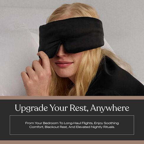 Lunya Weighted Silk Sleeping Mask with Pouch and Box – Washable Eye Cover – Gentle Pressure for Relaxation – Immersed Black – Small in Saudi Arabia