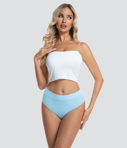 Women's High Cut Incontinence Underwear, Washable Leakproof Reusable High Waisted Briefs for Bladder Leak, 3 Pack (Multicolor01, Large) in Kuwait