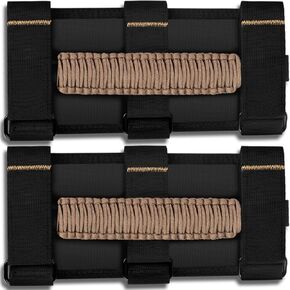 مقابض Moveland Roll Bar-مقابض الاستيلاء على حزمة لجيب Wrangler مع Boxle Metal Buckle و Anti-Fray Fits 1955-2023 Wrangler JL ، JK ، TJ ، YJ & Gladiator Associory (Black) in Kuwait