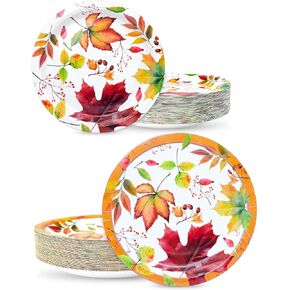 مجموعة أطباق ورقية لحفلات عيد الشكر من YY، 80 قطعة من أطباق الحلوى مقاس 7 بوصات مع أطباق عشاء مقاس 9 بوصات على شكل قرع لعيد الشكر، وديكورات طاولة حصاد الخريف in Kuwait
