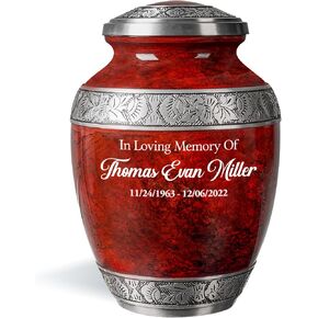 Personalized Cremation Urn for Adult Human Ashes - Custom Engraved Name Large Handcrafted Funeral Memorial with Striking Blue Design (Aluminum - 10 Inch Height x 7 Inch Width) in Saudi Arabia