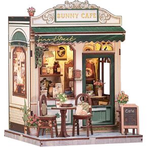 KuteFun Book Nook Kit - DIY Miniature Dollhouse Kit للبالغين والمراهقين ، مجموعة Building Building Mini Mini مع مكتبة LED مع رف الكتب LED إدراج الهدايا الإبداعية (معرض المكتبة) in Kuwait