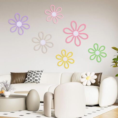 6pcs Boho Nursery Decor Daisy Flower Woven Macrame Wall Hanging 3 Size Daisy Flower Wall Decor Bohemian Nursery Decorations Daisys WallDecor Nurserys Decoration for Home Dorm Art Decors Bedroom Room in Saudi Arabia