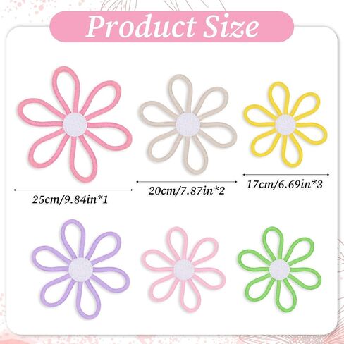 6pcs Boho Nursery Decor Daisy Flower Woven Macrame Wall Hanging 3 Size Daisy Flower Wall Decor Bohemian Nursery Decorations Daisys WallDecor Nurserys Decoration for Home Dorm Art Decors Bedroom Room in Saudi Arabia