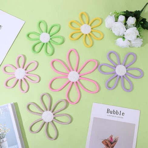 6pcs Boho Nursery Decor Daisy Flower Woven Macrame Wall Hanging 3 Size Daisy Flower Wall Decor Bohemian Nursery Decorations Daisys WallDecor Nurserys Decoration for Home Dorm Art Decors Bedroom Room in Saudi Arabia