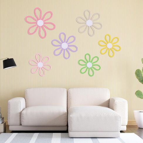 6pcs Boho Nursery Decor Daisy Flower Woven Macrame Wall Hanging 3 Size Daisy Flower Wall Decor Bohemian Nursery Decorations Daisys WallDecor Nurserys Decoration for Home Dorm Art Decors Bedroom Room in Saudi Arabia