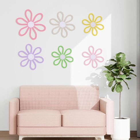 6pcs Boho Nursery Decor Daisy Flower Woven Macrame Wall Hanging 3 Size Daisy Flower Wall Decor Bohemian Nursery Decorations Daisys WallDecor Nurserys Decoration for Home Dorm Art Decors Bedroom Room in Saudi Arabia