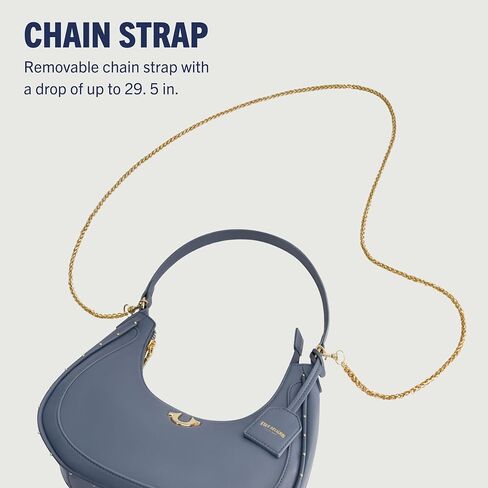True Religion Hobo Bag, Women's Faux Leather Crescent Handbag with Adjustable Chain Strap, White, One Size in Saudi Arabia