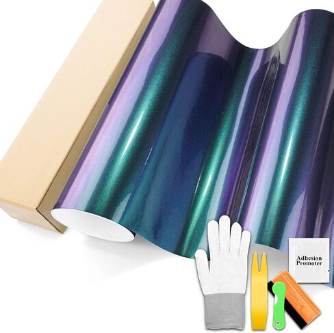 1.6ftx5ft galaxy gloss gloss purple green Chameleon Metallic Color Shift Change Vinyl Wrap Auto Car Sticker Screat Film Bubble Free Air Technology with Tool in Kuwait