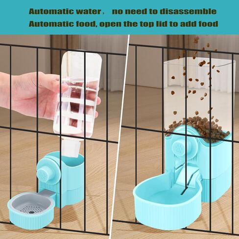 GPY Automatic Automatic Gravity Feeder Peter ومجموعة موزع المياه ， تغذية أرنب أوتوماتيكية وموزع ماء للكلاب للكلاب حيوانات الحيوانات الأليفة سعة كبيرة (تغذية المياه الزرقاء ومغذي الغذاء) (رمادي) in Kuwait